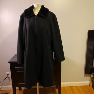 harve benard Black Coat with Faux Fur Collar